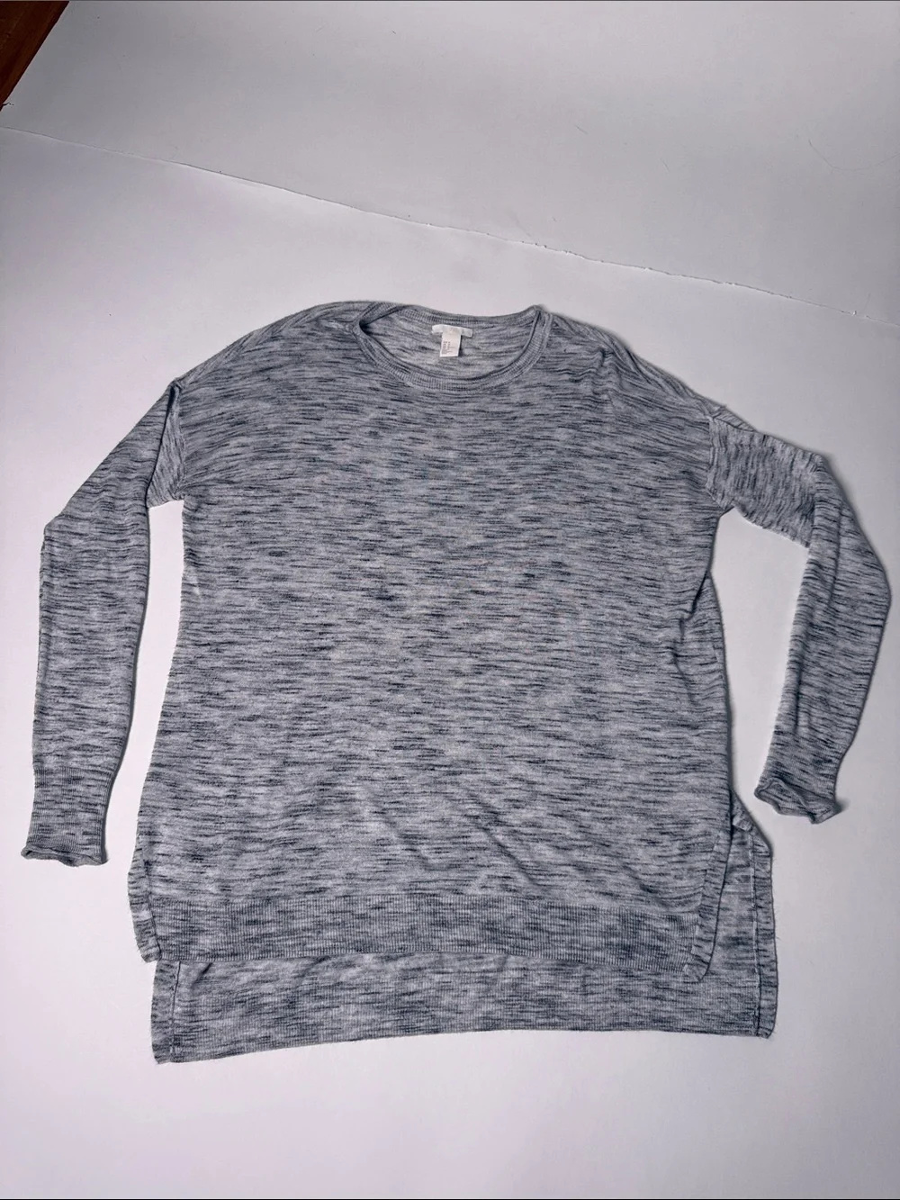 H&M Heather Gray Long-Sleeve Crew Neck Tunic Sweater